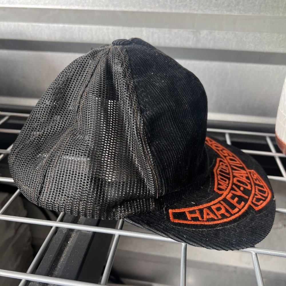Vintage “Unbranded” Harley Davidson Patch Corduroy Hat Cap Snapback Motorcycle - Picture 2 of 10